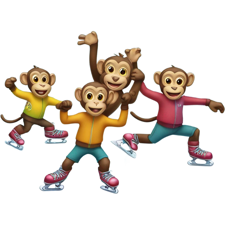 Ice skating monkeys  emoji