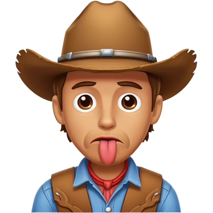 Sad cowboy with tounge out emoji
