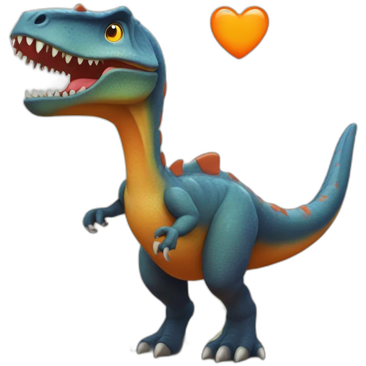 Dinosaurio con corazón naranja emoji