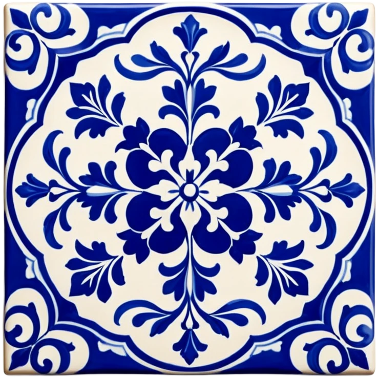 Tile with blue and white deruta pattern emoji