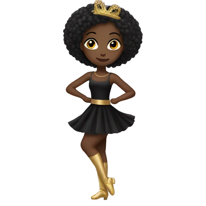 Black bailarina with golden hai she has vitilago and she is wearing a black dress emoji