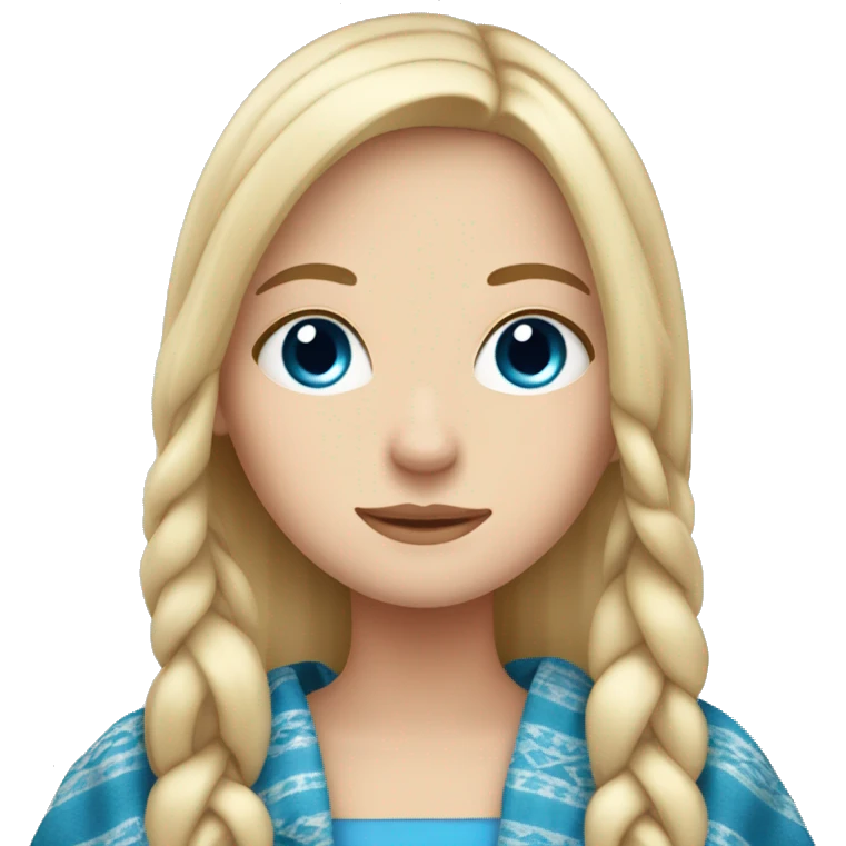 white girl with long straight blonde hair and blue eyes in blankets relaxed emoji