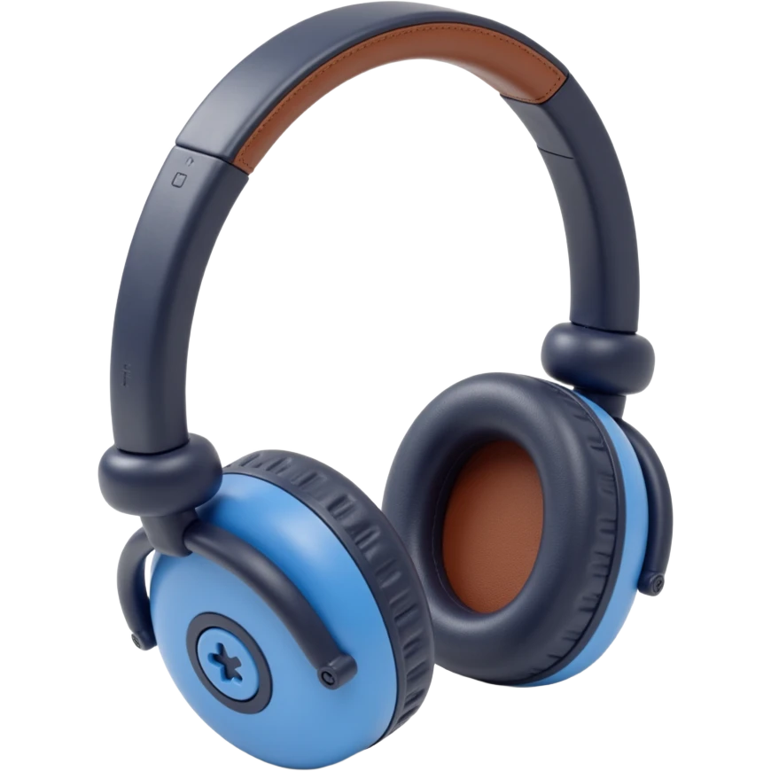 front view of over the hear headphones with a mic emoji