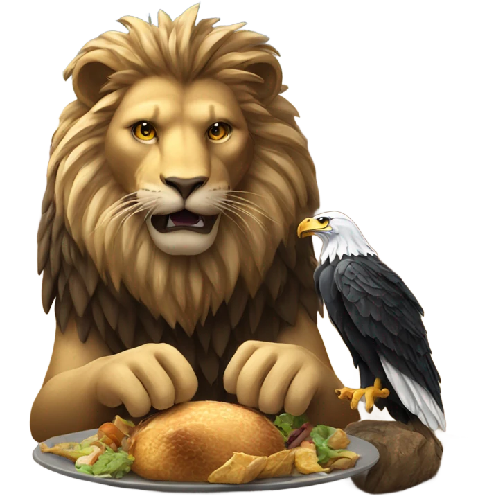 Lion eating an eagle emoji