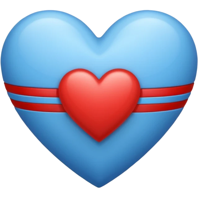 corazon azul y rojo a rayas emoji