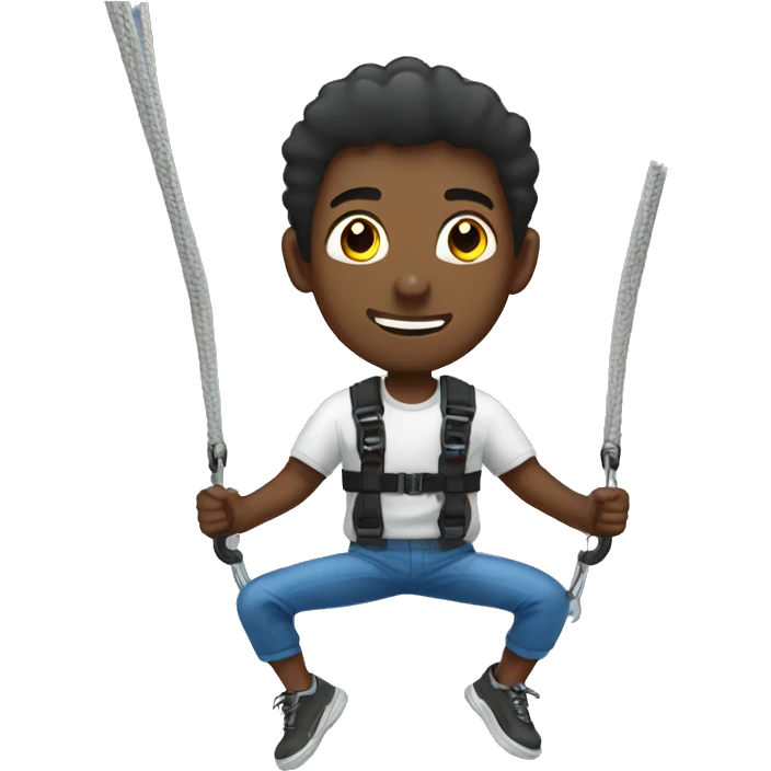 black guy in bungee jump emoji