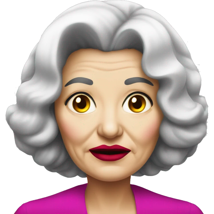 Old scary Russian lady with black hair and hot pink lips emoji
