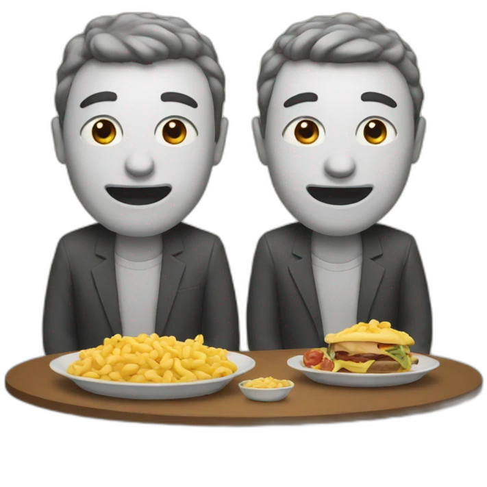 Two man eat emoji