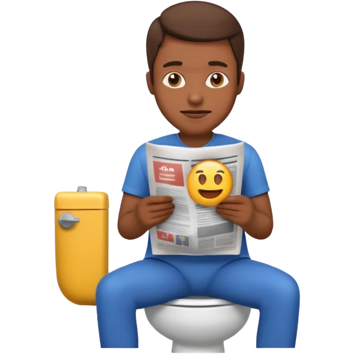 man on toilet, reading newspaper, emoji style emoji
