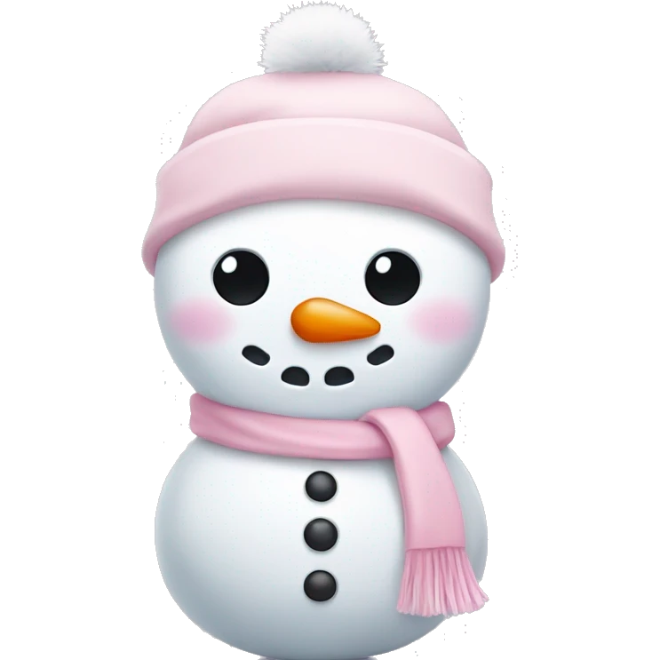 Cute white and light pink snowman emoji