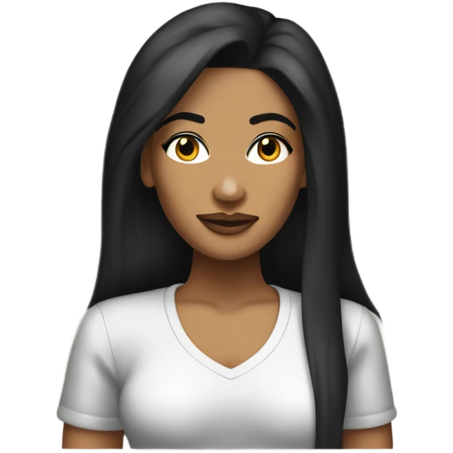 Tanned woman with long black hair dressed in 1990s hip hop hair, makeup, and attire emoji