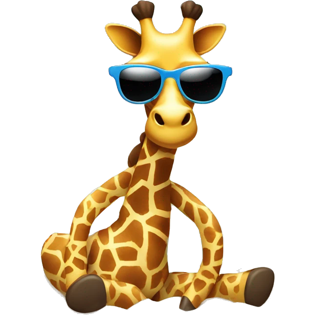 Giraffe in a swimsuit and sunglasses relaxing on the beach. emoji