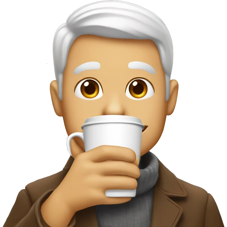 receiving a cup of coffee with a huge show of gratitude emoji