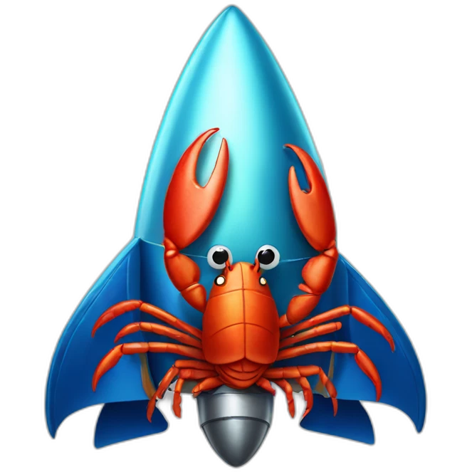 A lobster wearing a space rocket hat emoji