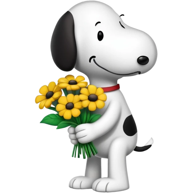 Snoopy holding flower bouquet emoji
