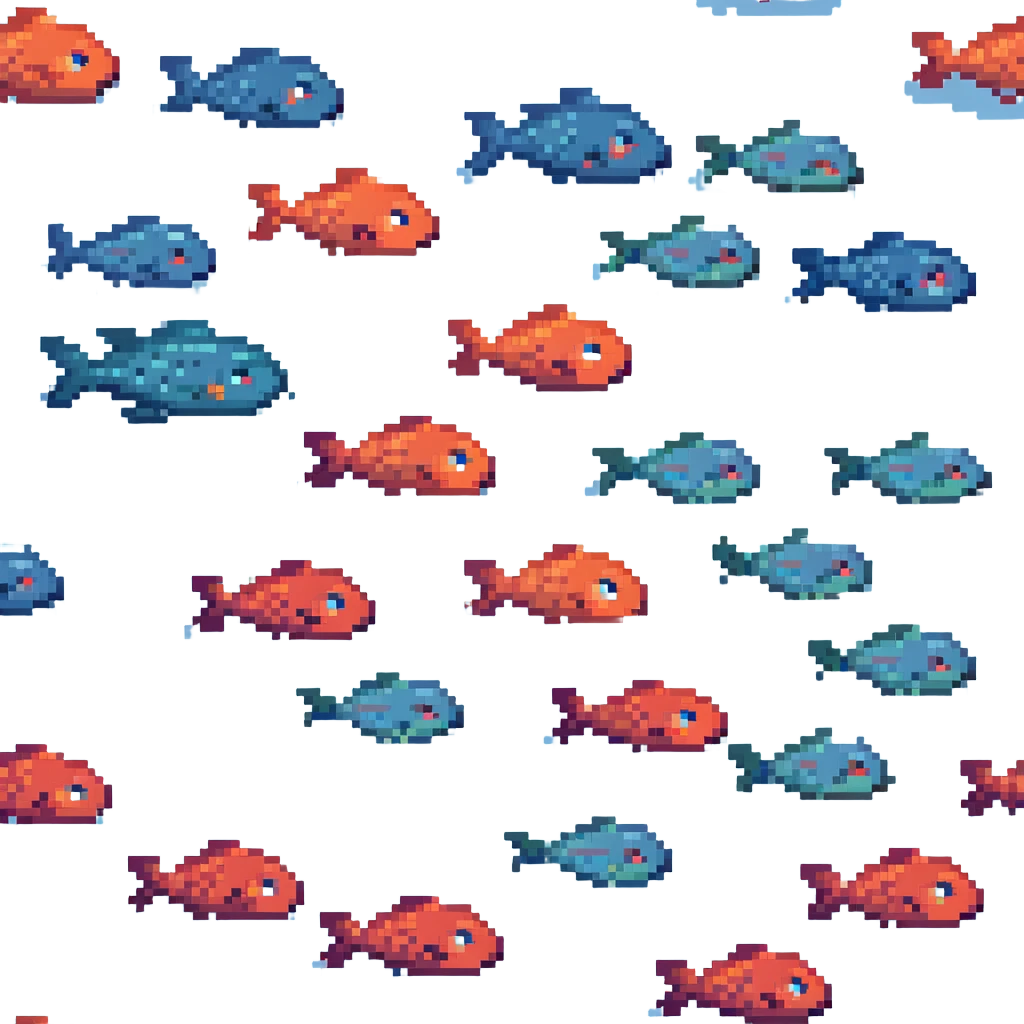 a colony of sad fish swimming away emoji