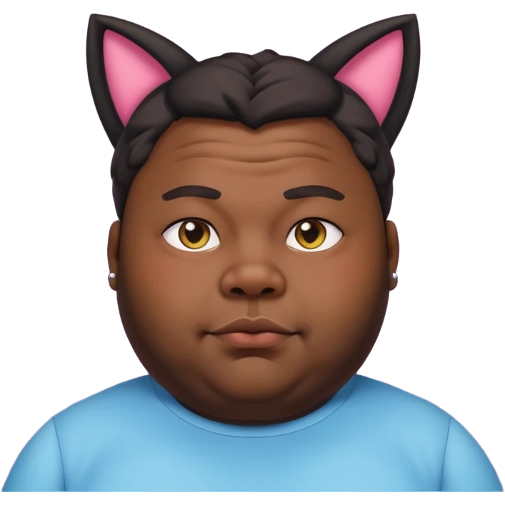 Fat black guy with cat ears emoji
