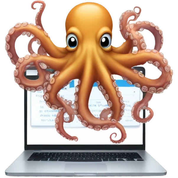 octopus typing on laptop emoji