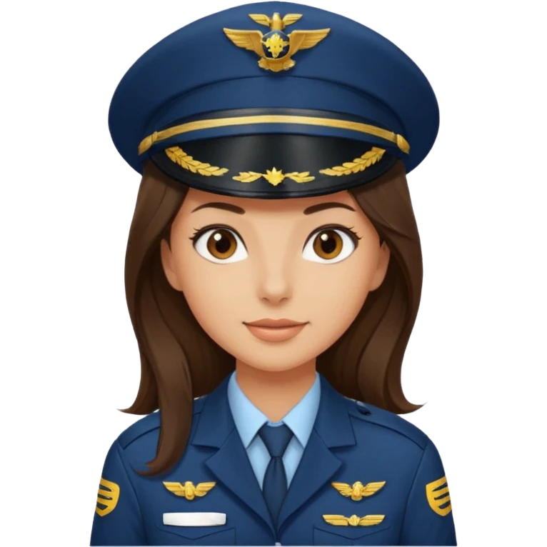 comercial pilot girl brunette, long hair emoji