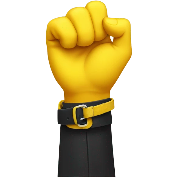 Yellow hand holding belt emoji