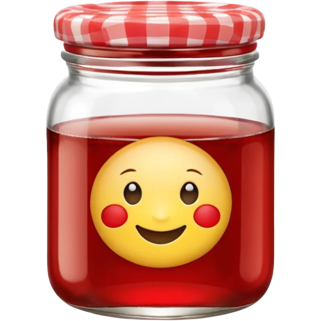 Bonne Maman jam jar, glass, red gingham lid, minimal, cute emoji style emoji