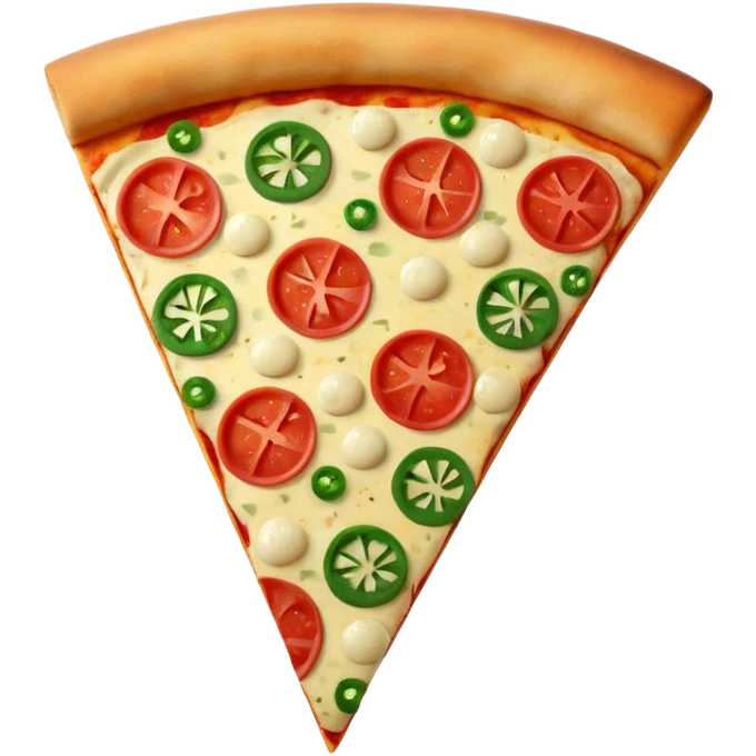 Italian cuisine HUMANLESS avatar in bright emoji-style illustration. Pizza slice or pasta, red green colors, simple shapes, flat design, cheerful and expressive. emoji