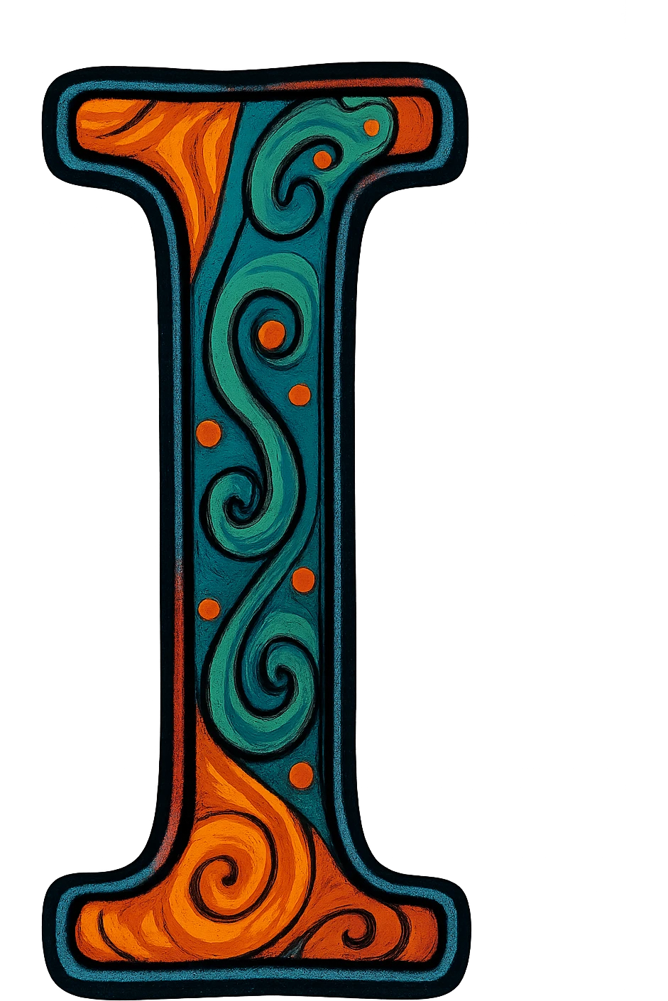 the letter I, creative style, visually distinct, no background emoji