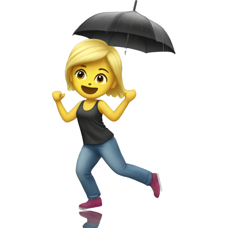 Blonde girl dancing in the rain emoji