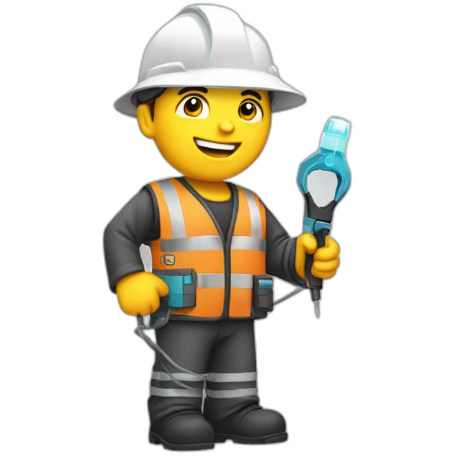 technician with fiber optic cable in one hand emoji