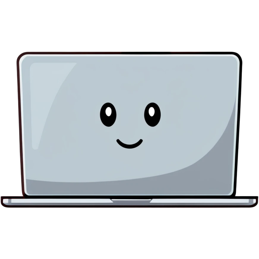 MacBook with a face in an office emoji