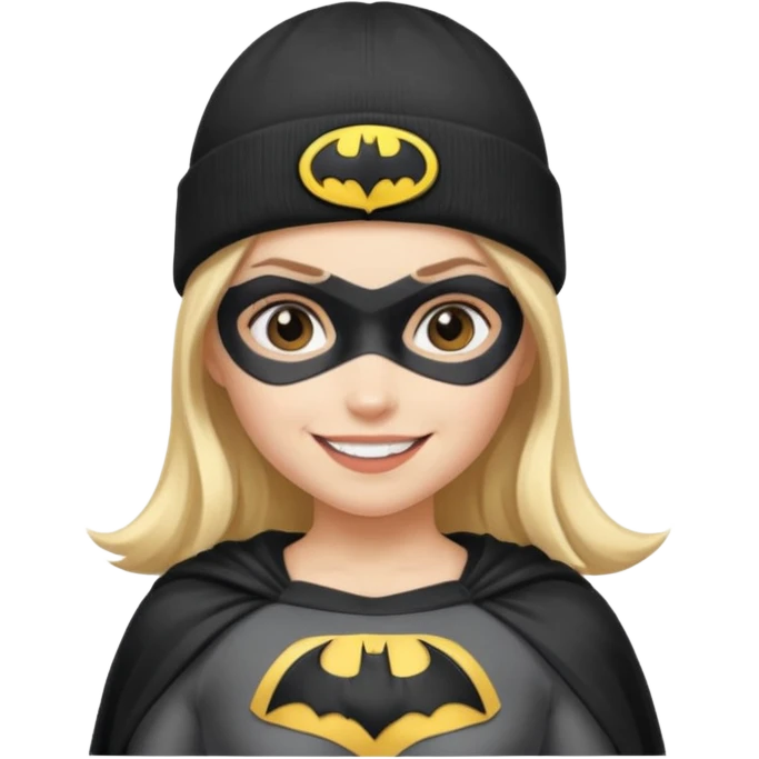 girl superhero with beanie batman emoji