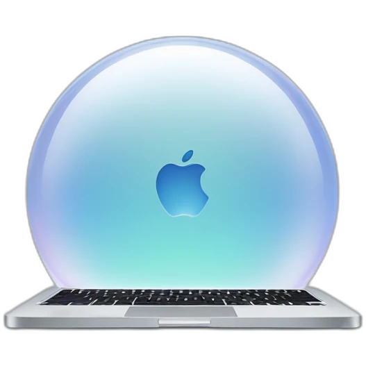 macbook in a crystal bubble emoji