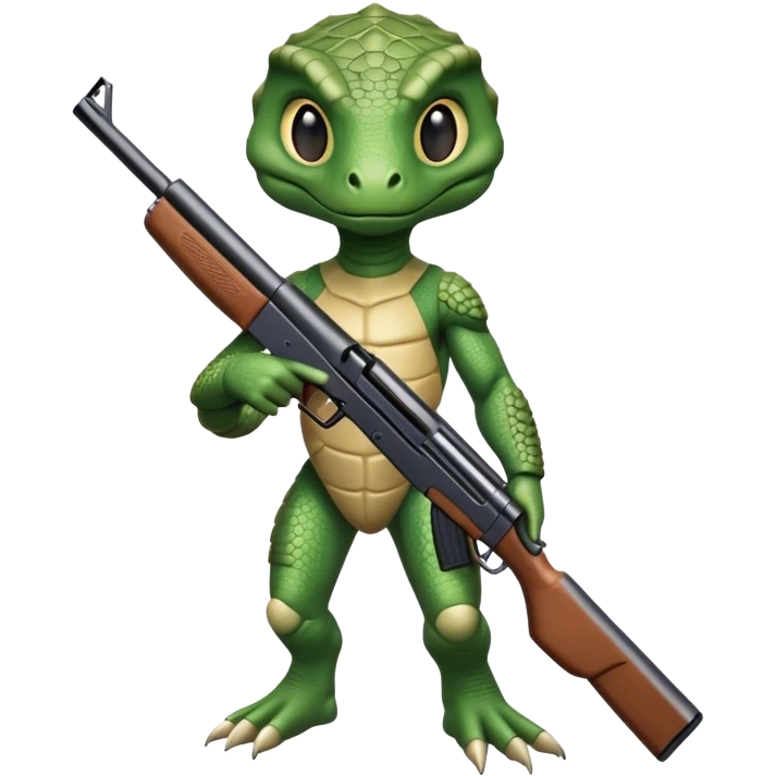 reptilian humanoid with shotgun emoji