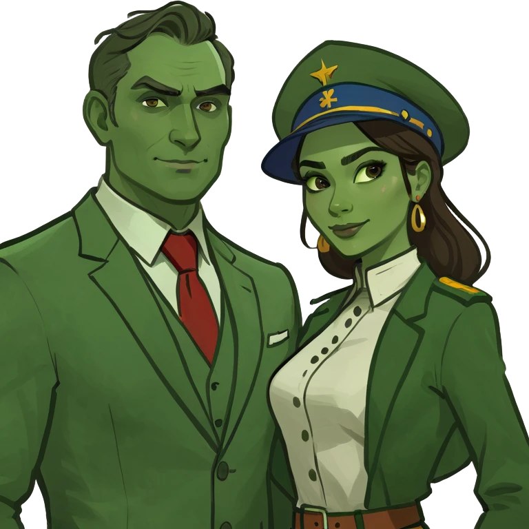 Russian man and elegant Latina girl in adventure outfits with a map planning a trip emoji