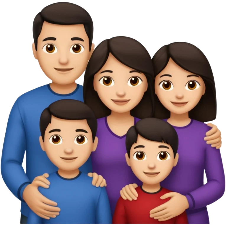 Light skin dark hair, Hispanic family of 6 emoji