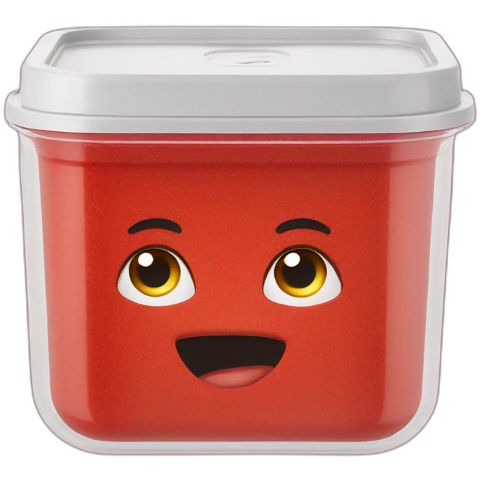 Red lid square food storage container emoji