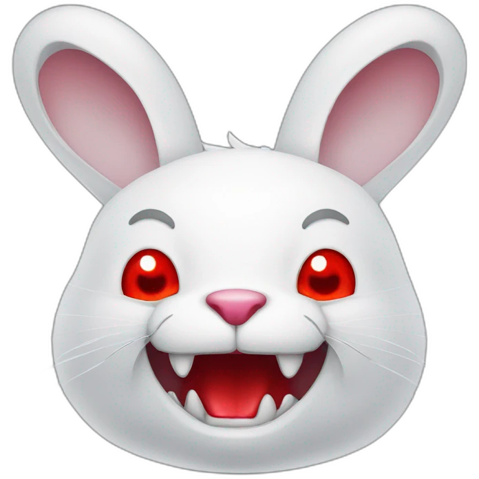 evil white rabbit with sharp fangs with red around mouth emoji
