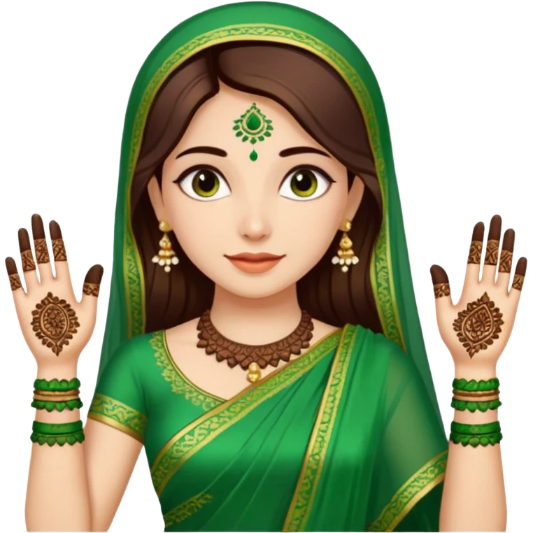 bride in mehendi Ceremony in green saree emoji