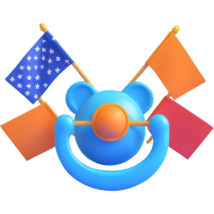 blue pacifier celebrating with flags emoji