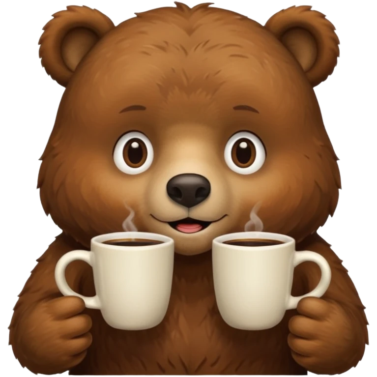 a bear holding 2 cups of coffee  emoji