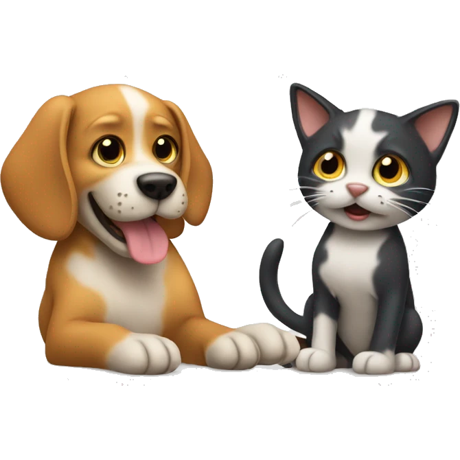 Dog playing w cat emoji