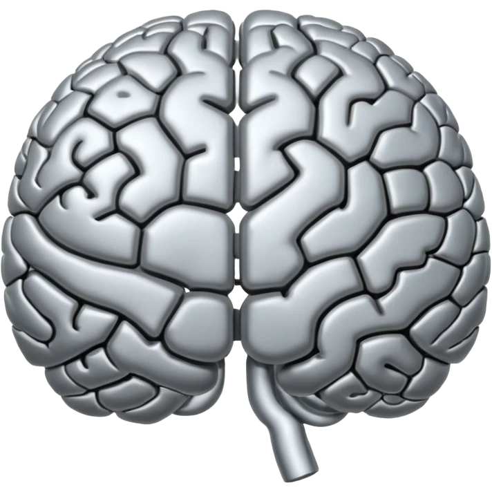 A metal human brain emoji
