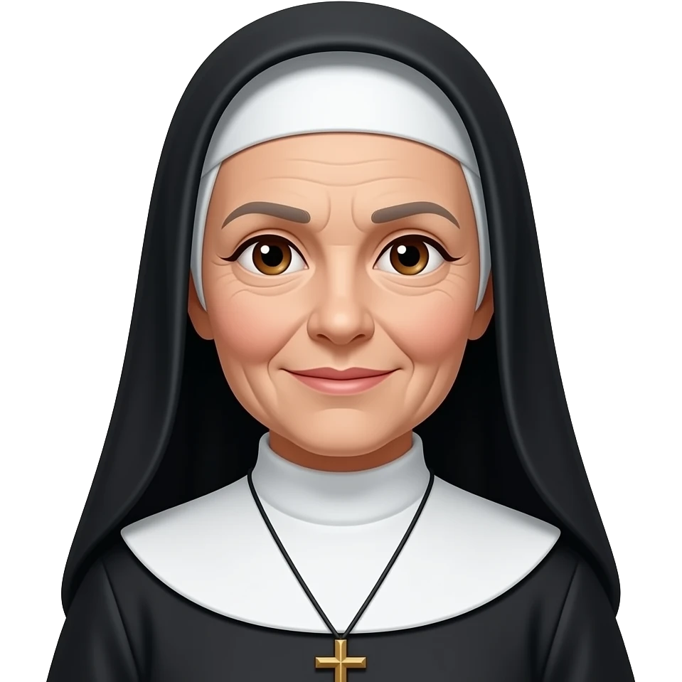 Older white woman nun with brown eyes emoji