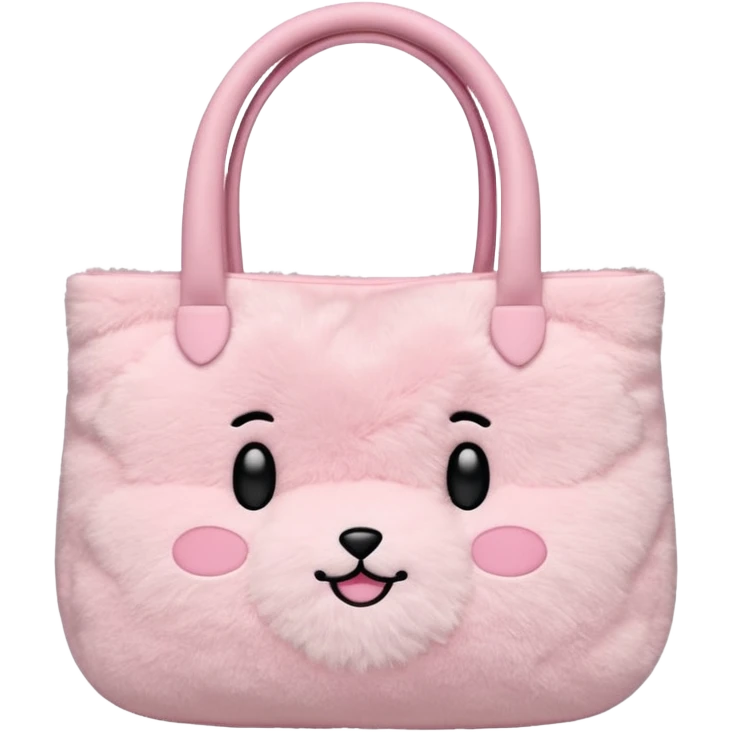 Aesthetic pink plush tote bag without face emoji