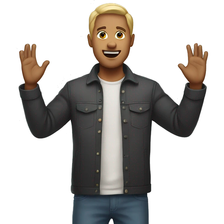 normal man surrendering, hands up in the air  emoji