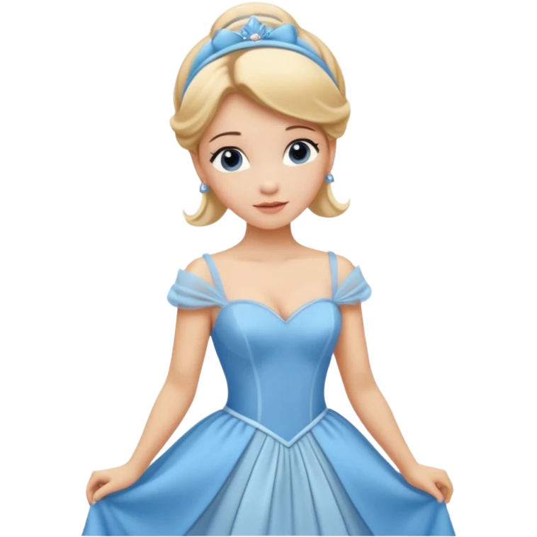 cendrillon on voit juste le buste elle est blonde avec les cheveux releve et un serre tete bleu ciel et elle porte une robe de soirée bleu ciel emoji