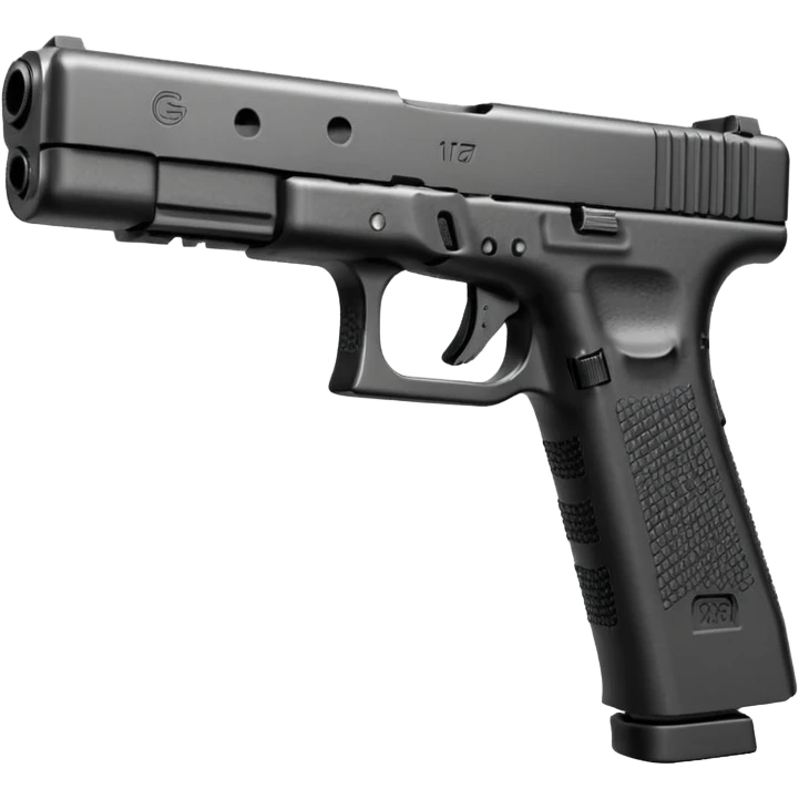 Glock 17 with an extended magazine and a clear legible engraving "N Block 17" emoji
