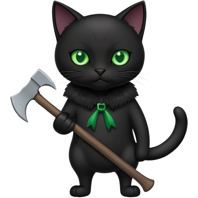 Black cat holding an axe emoji