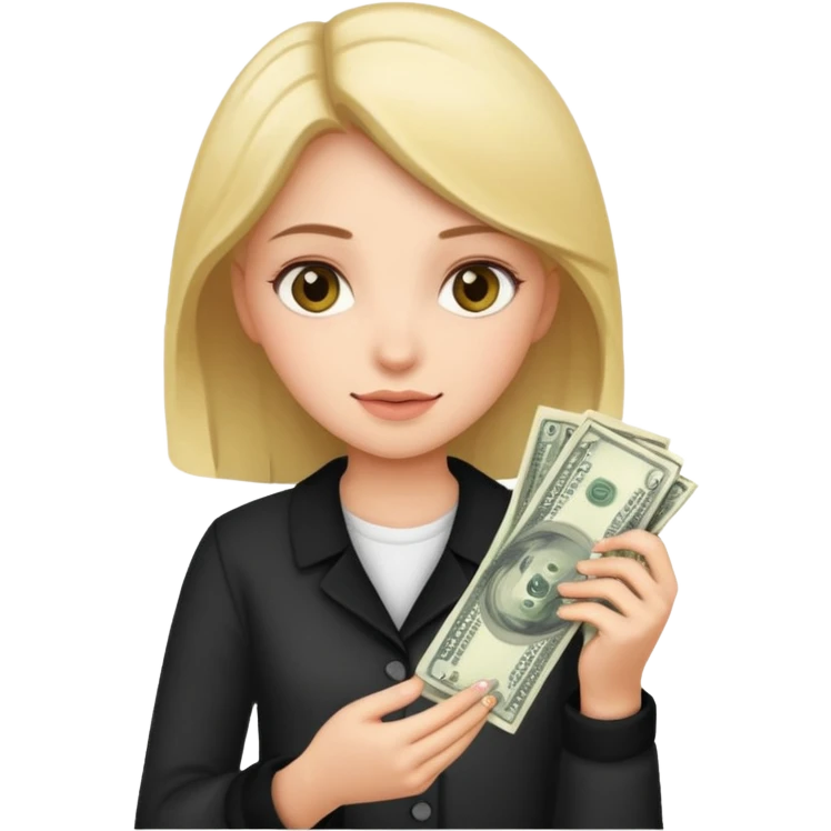 Girl holding money emoji