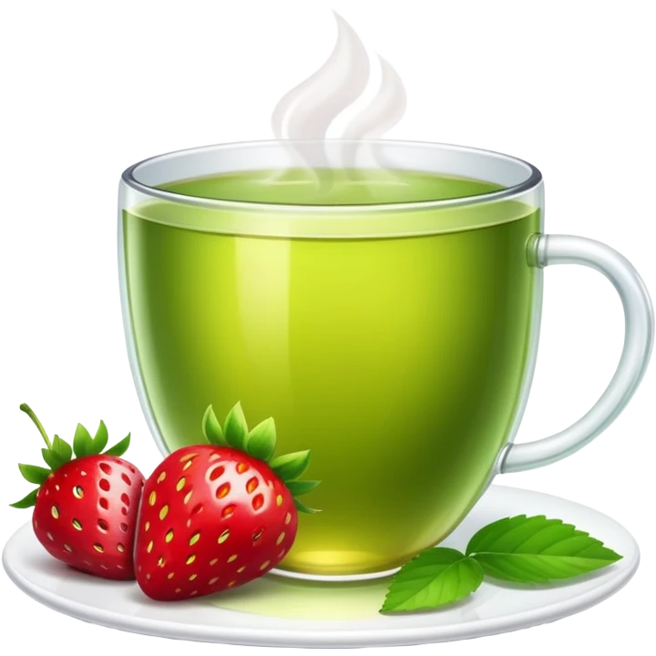 strawberry and a cup of green tea together emoji